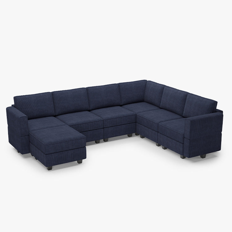 Belffin 7 Seats + 9 Sides Modular Wide Corduroy Sofa with Storage Seat