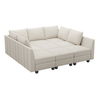 Cosmic-Latte-/-Velvet-9-Seat-Pit-Sectional