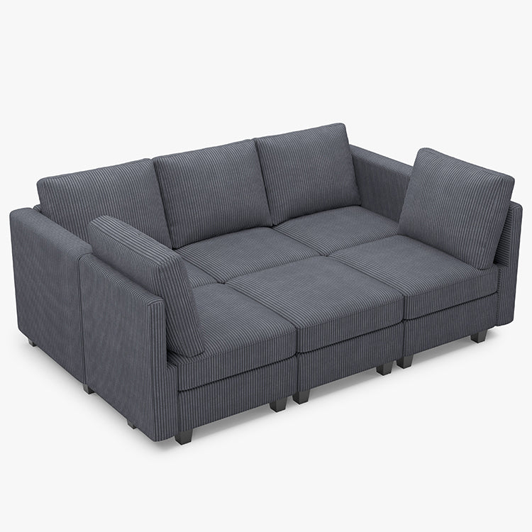 Belffin 6 Seats + 7 Sides Modular Corduroy Sleeper Sofa with Storage Seat