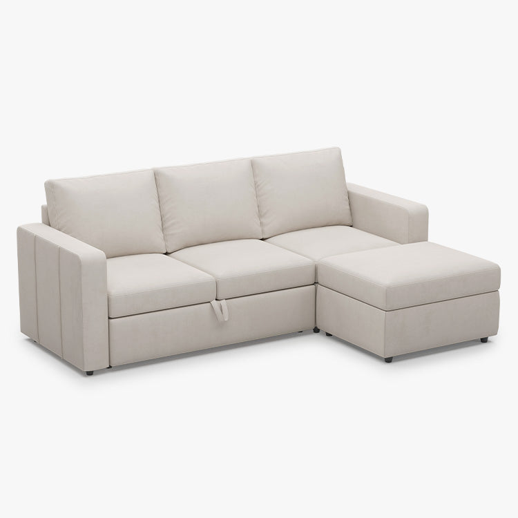 Belffin 3 Seats Modular Velvet Pull-out Sleeper Sofa with Storage Ottoman