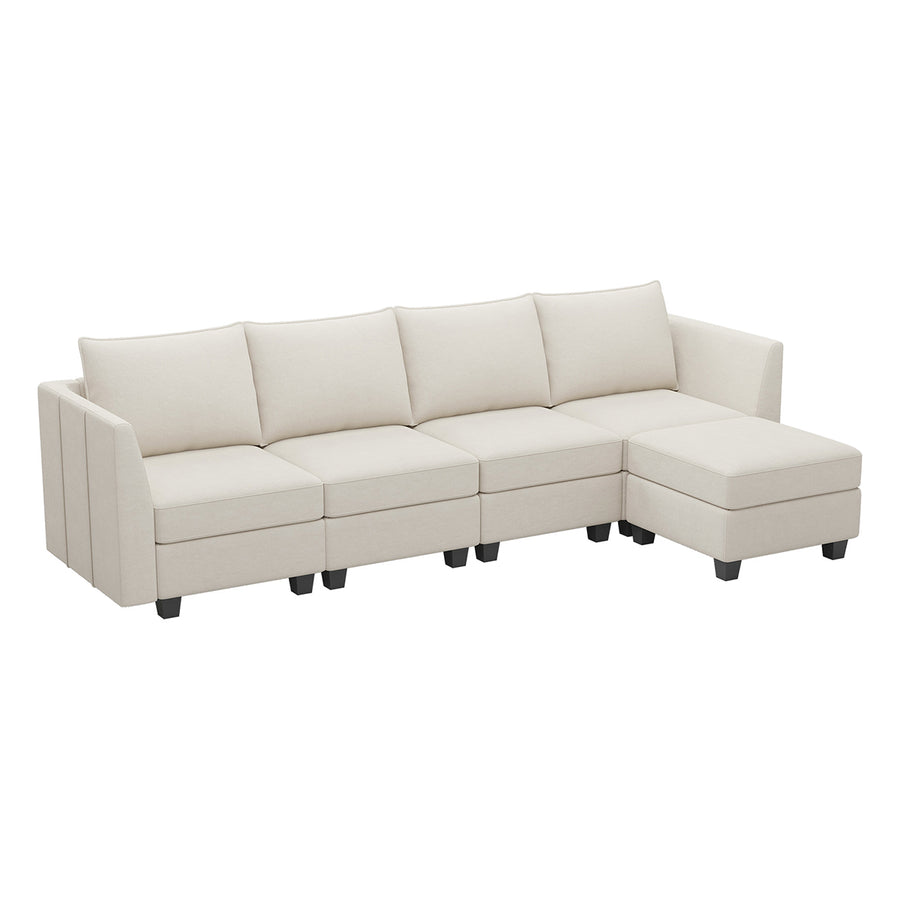Cosmic-Latte-/-Velvet-5-Seat-L-Shaped-Sectional