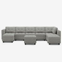 Pebble-Grey-/-Weave-9-Seat-U-Shaped-Open-Sectional-with-Ottoman