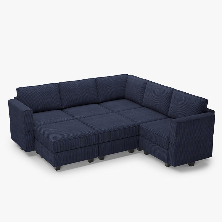 Belffin 7 Seats + 8 Sides Modular Wide Corduroy Sofa with Storage Seat