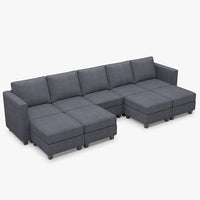 Pewter-Grey-/-Corduroy-9-Seat-U-Shaped-Open-Sectional