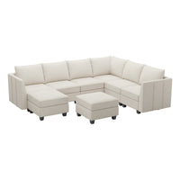 Cosmic-Latte-/-Velvet-8-Seat-U-Shaped-Sectional