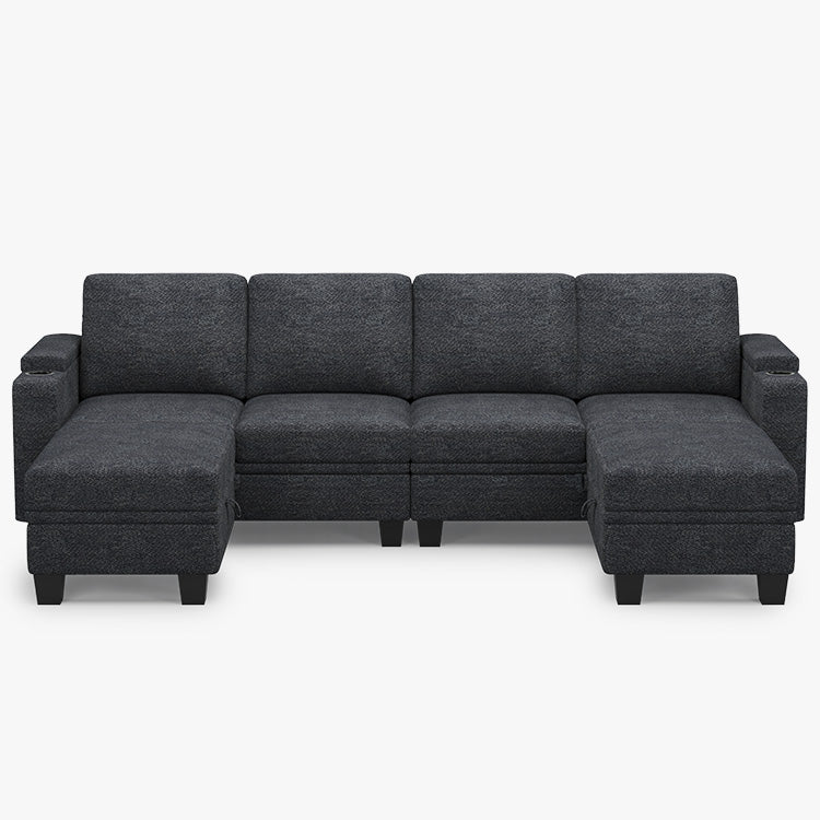 Graphite-Grey-/-Chenille-6-Seat-U-Shaped-Open-Sectional