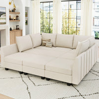 Cosmic-Latte-/-Velvet-9-Seat-Pit-Sectional