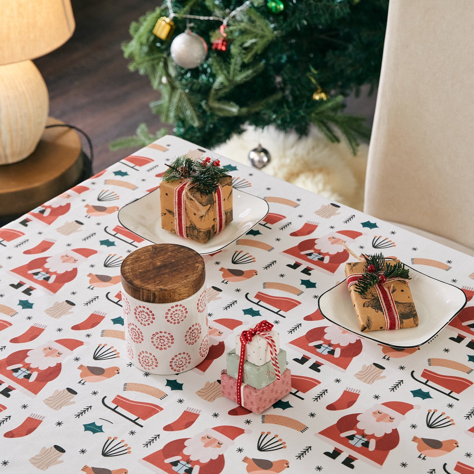 🎁 Belffin Jolly Christmas Tablecloth (100% off)