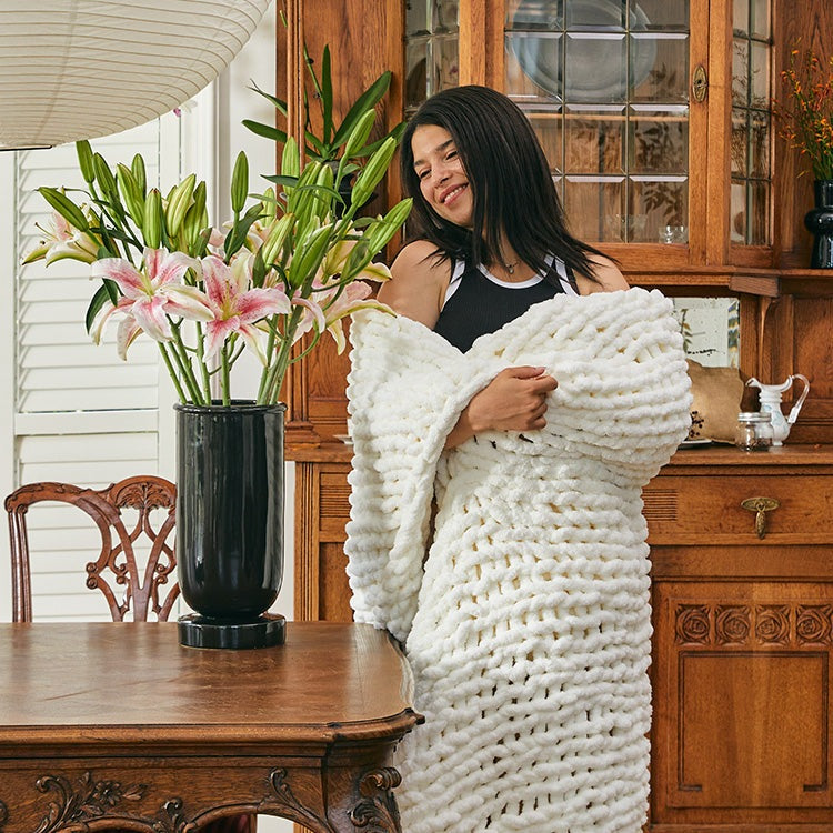 Belffin Soft Thick Yarn Cable Knit Blanket