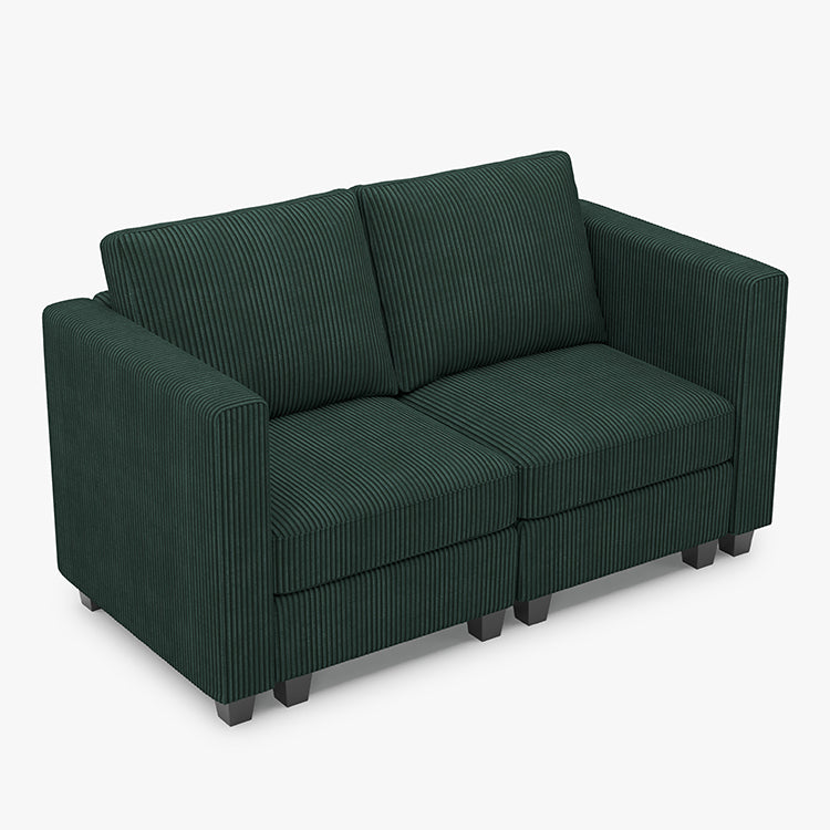 Belffin 2 Seats + 4 Sides Modular Corduroy Loveseat Sofa with Storage Seat