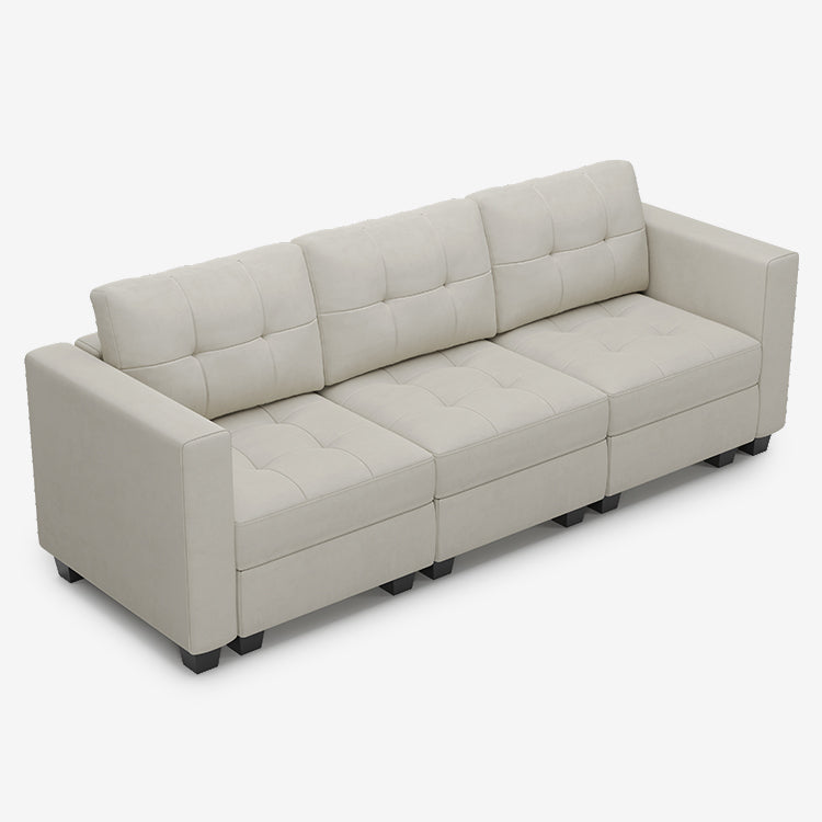 Belffin 3 Seats + 5 Sides Modular Velvet Tufted Sleeper Sofa with Storage Seat