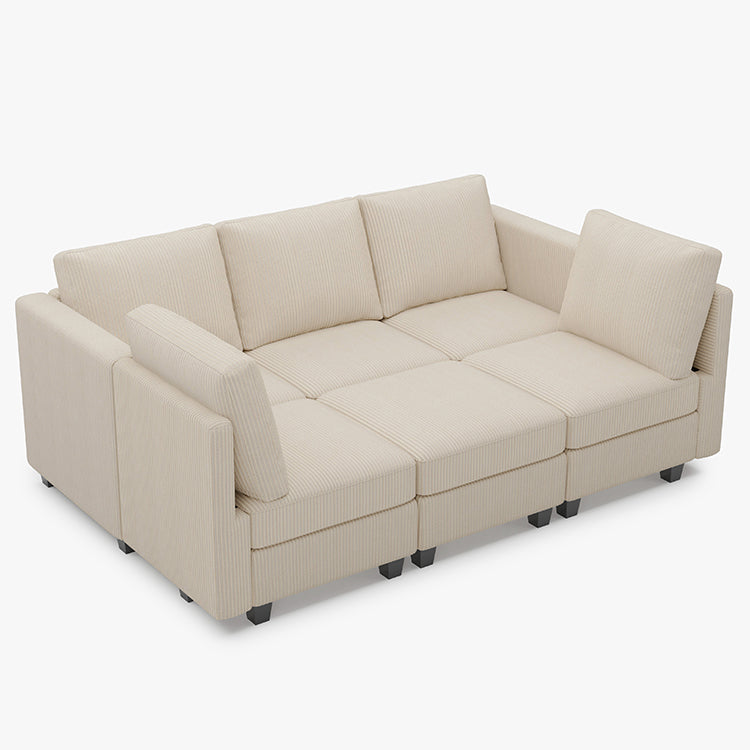 Belffin 6 Seats + 7 Sides Modular Corduroy Sleeper Sofa with Storage Seat