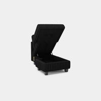 Piano-Black-/-Faux-Rabbit-Fur-Corduroy-Module-Armless-Left-Chaise