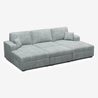 Frosted-Grey-/-Corduroy-4-Seat-U-Shaped-Double-Chaise-Pit-Sectional