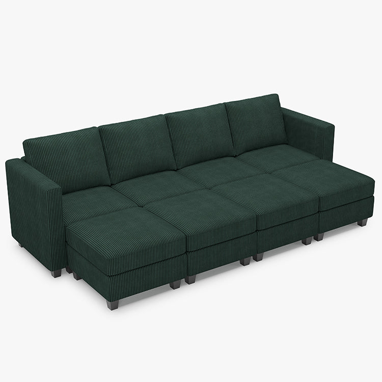 Belffin 8 Seats + 6 Sides Modular Corduroy Sleeper Sofa with Storage Seat