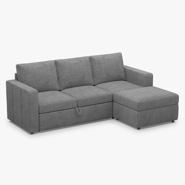 Belffin 3 Seats Modular Chenille Pull-out Sofa with Storage Ottoman