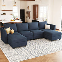 Navy-Blue-/-Velvet-6-Seat-U-Shaped-Open-Sectional