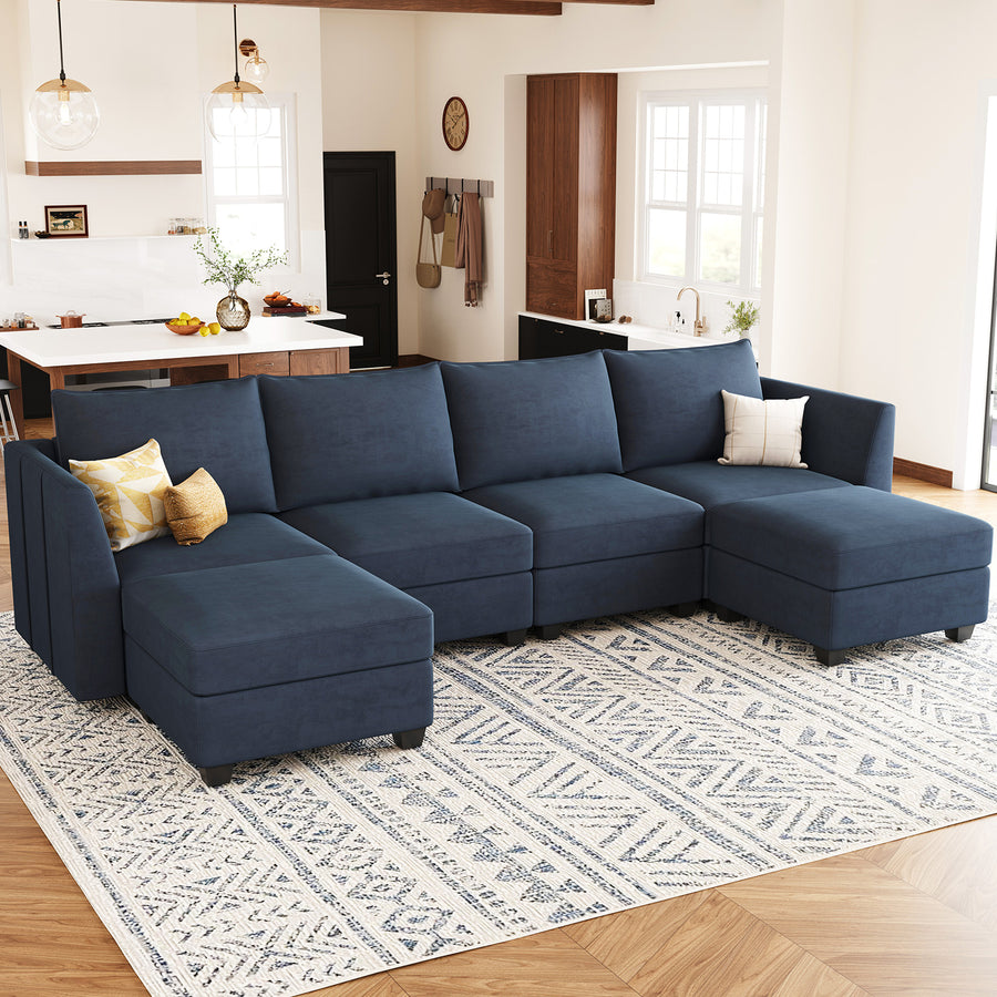 Navy-Blue-/-Velvet-6-Seat-U-Shaped-Open-Sectional