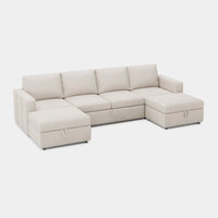 Cosmic-Latte-/-Velvet-6-Seat-U-Shaped-Pullout-Sectional