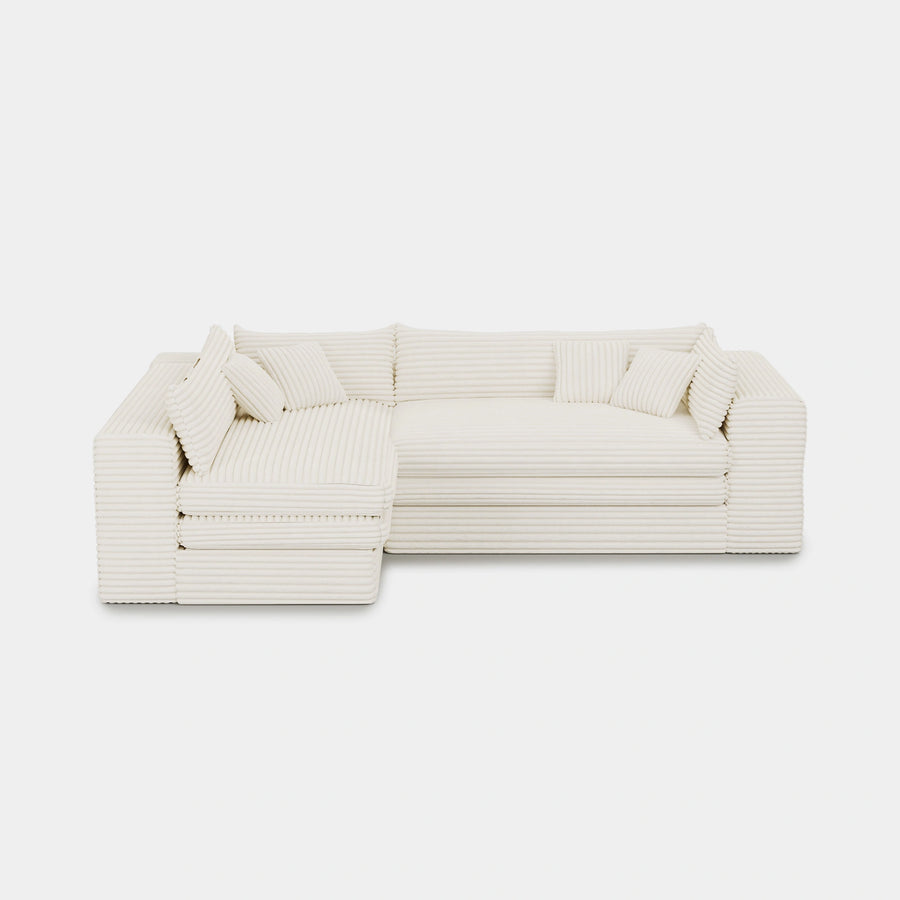 White-Beige-/-Corduroy-4-Seat-L-Shaped-Wide-Sectional