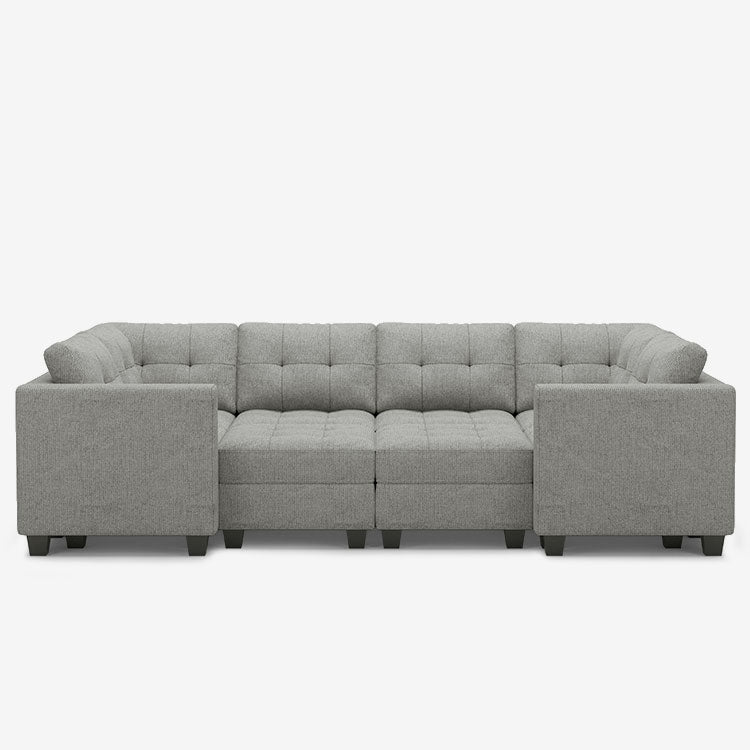 Pebble-Grey-/-Weave-8-Seat-Wraparound-Pit-Sectional