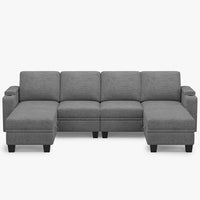 Silver-Grey-/-Chenille-6-Seat-U-Shaped-Open-Sectional