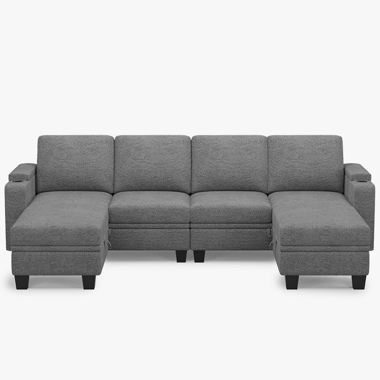 Silver-Grey-/-Chenille-6-Seat-U-Shaped-Open-Sectional