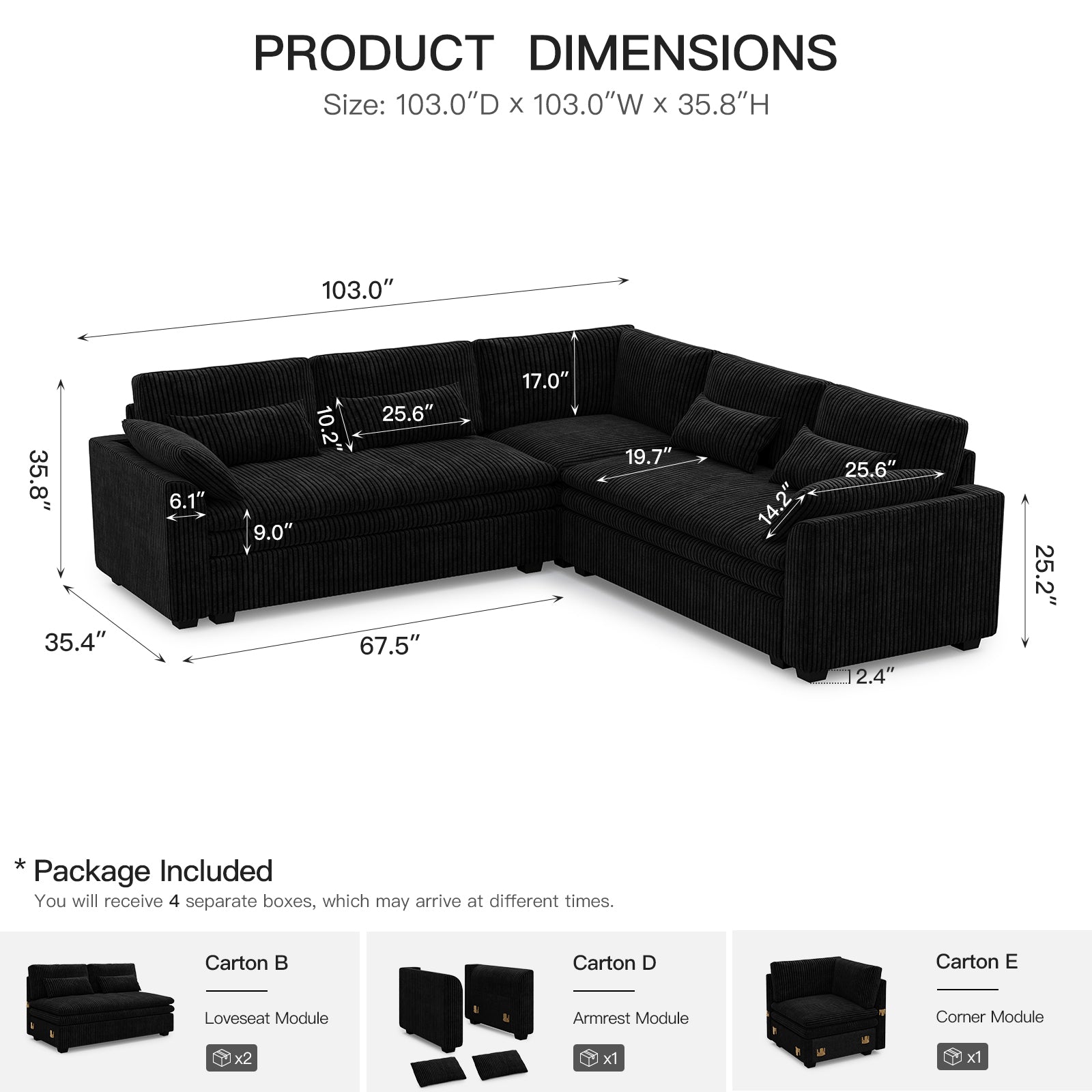 Vayla Oversized Cloud 6 Seats Corner Sofa