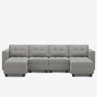 Pebble-Grey-/-Weave-6-Seat-U-Shaped-Open-Sectional