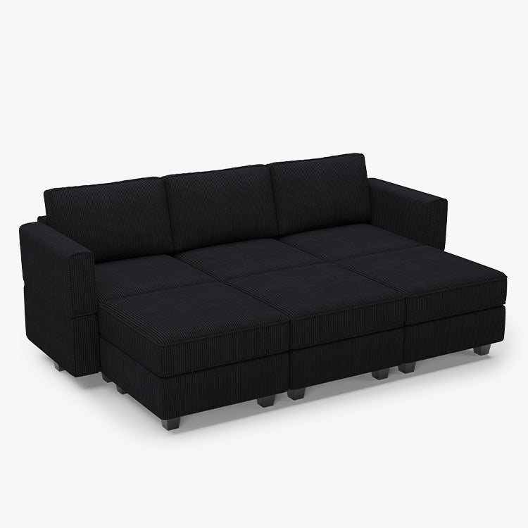 Belffin 6 Seats + 5 Sides Modular Wide Corduroy Sleeper Sofa with Storage Seat