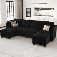 Midnight-Black-/-Velvet-6-Seat-U-Shaped-Open-Sectional