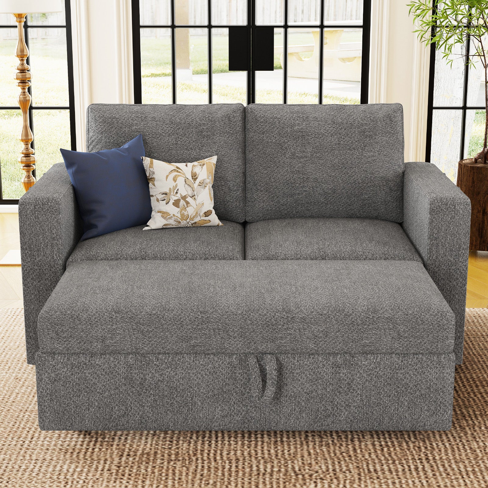 Elva Velvet Pull-out Loveseat Sleeper Sofa Belffin