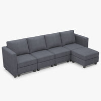 Pewter-Grey-/-Corduroy-5-Seat-L-Shaped-Sectional