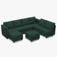 Seaweed-Green-/-Corduroy-8-Seat-U-Shaped-Sectional