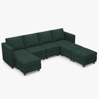 Seaweed-Green-/-Corduroy-7-Seat-U-Shaped-Open-Sectional