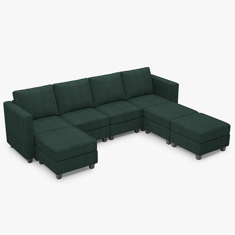 Seaweed-Green-/-Corduroy-7-Seat-U-Shaped-Open-Sectional