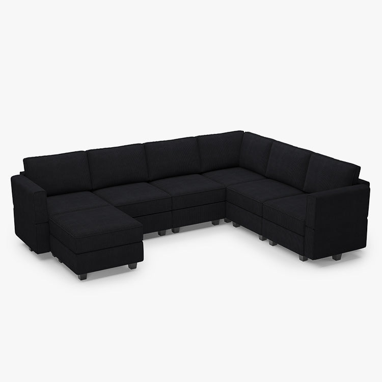 Belffin 7 Seats + 9 Sides Modular Wide Corduroy Sofa with Storage Seat