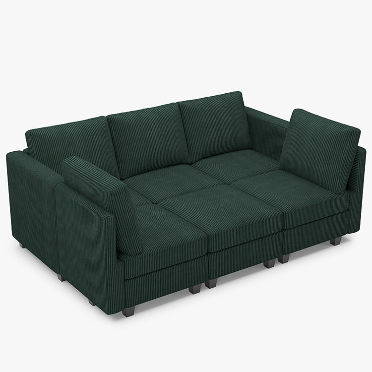 Belffin 6 Seats + 7 Sides Modular Corduroy Sleeper Sofa with Storage Seat