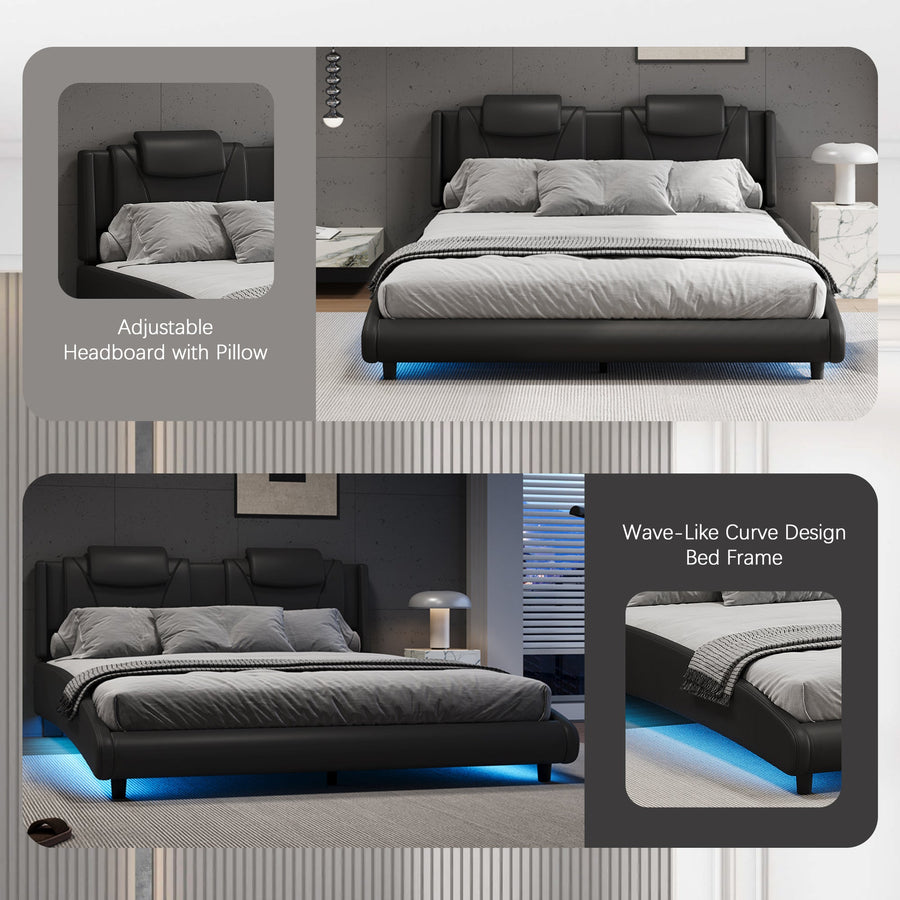 Modern Style Leather Platform Bed Frame BSN