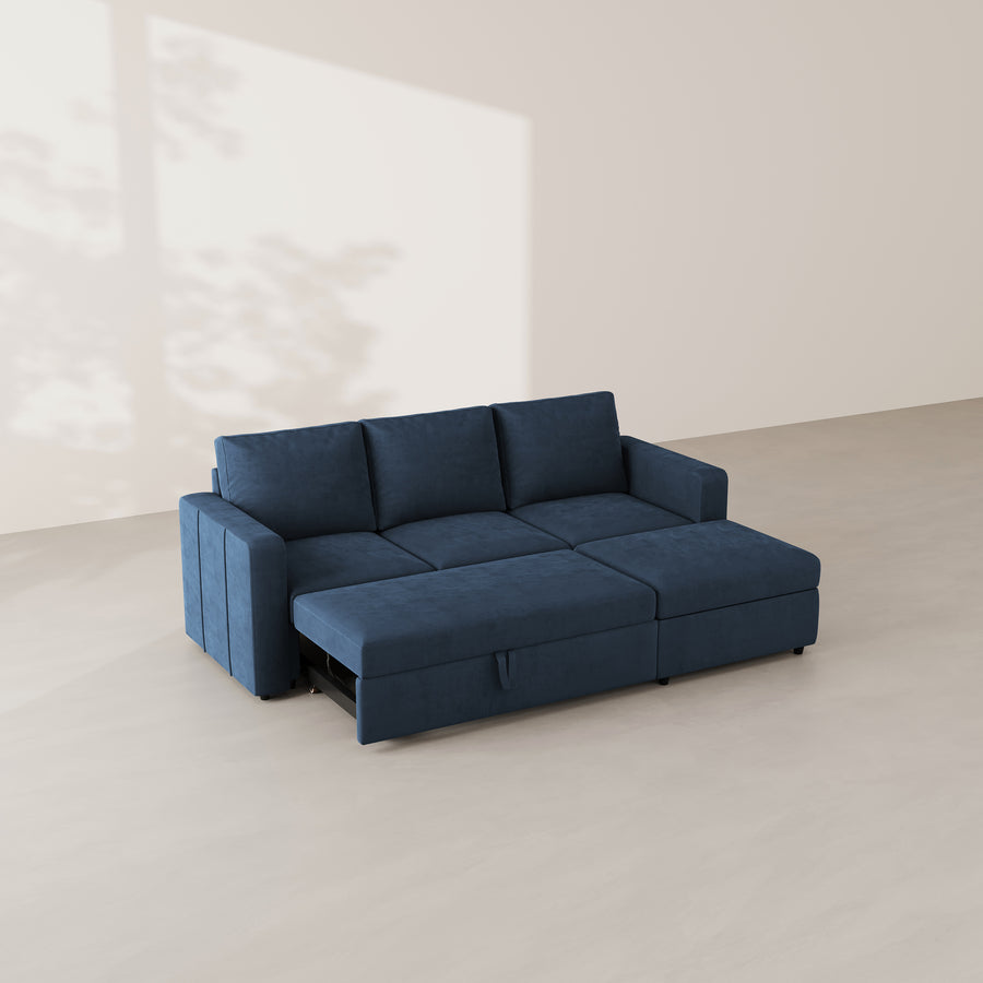 Navy-Blue-/-Velvet-4-Seat-L-Shaped-Pullout-Sectional