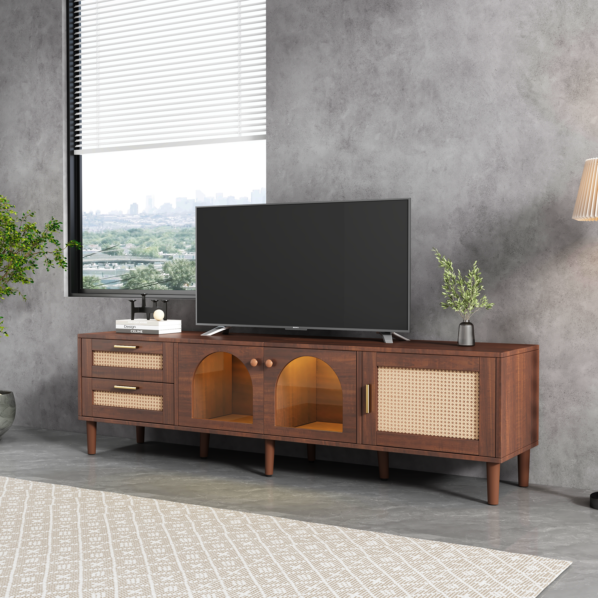 Rattan-inspired TV Stand