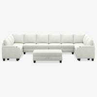 Misty-White-/-Chenille-11-Seat-U-Shaped-Sectional