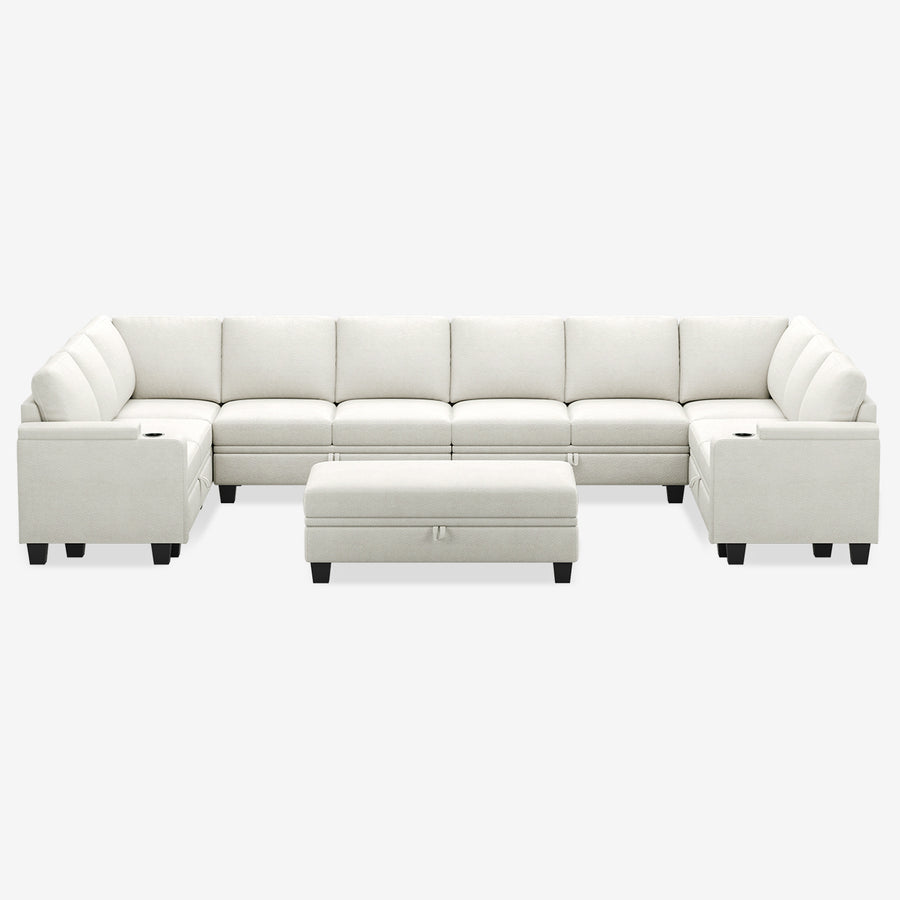 Misty-White-/-Chenille-11-Seat-U-Shaped-Sectional
