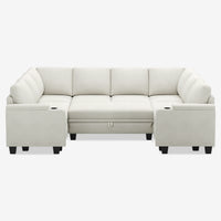 Misty-White-/-Chenille-9-Seat-U-Shaped-Pit-Sectional