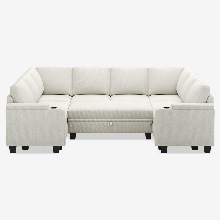 Misty-White-/-Chenille-9-Seat-U-Shaped-Pit-Sectional