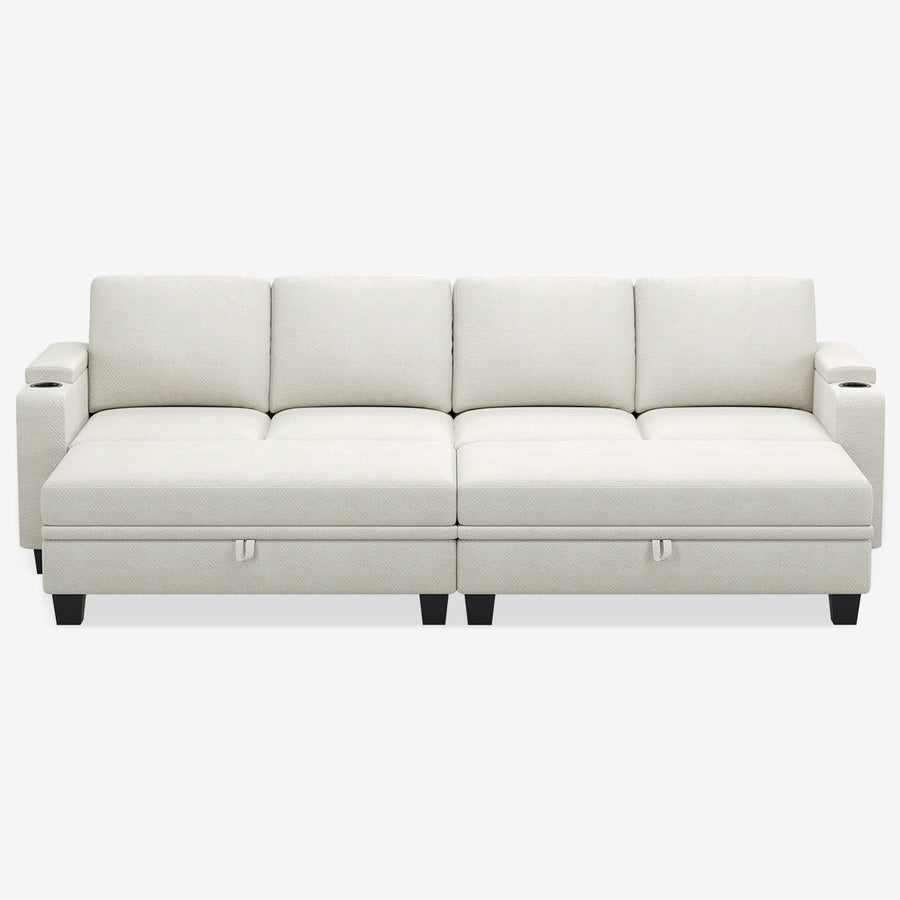 Misty-White-/-Chenille-6-Seat-Pit-Sectional-with-Large-Ottoman