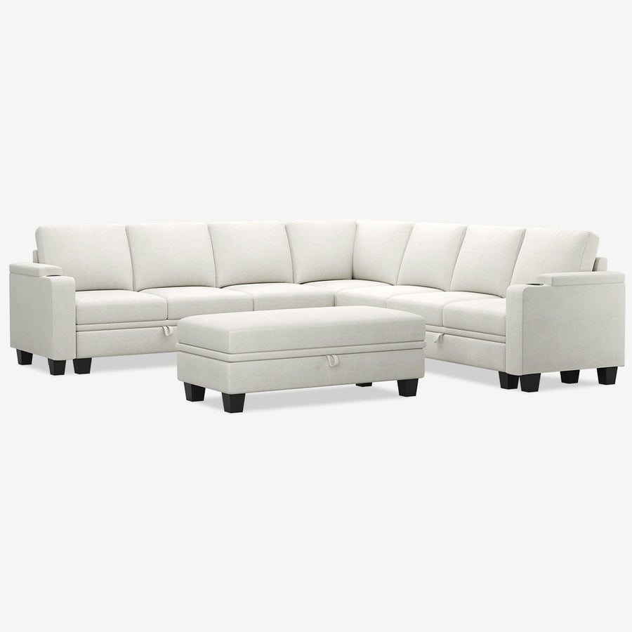 Misty-White-/-Chenille-8-Seat-L-Shaped-Sectional-with-Large-Ottoman