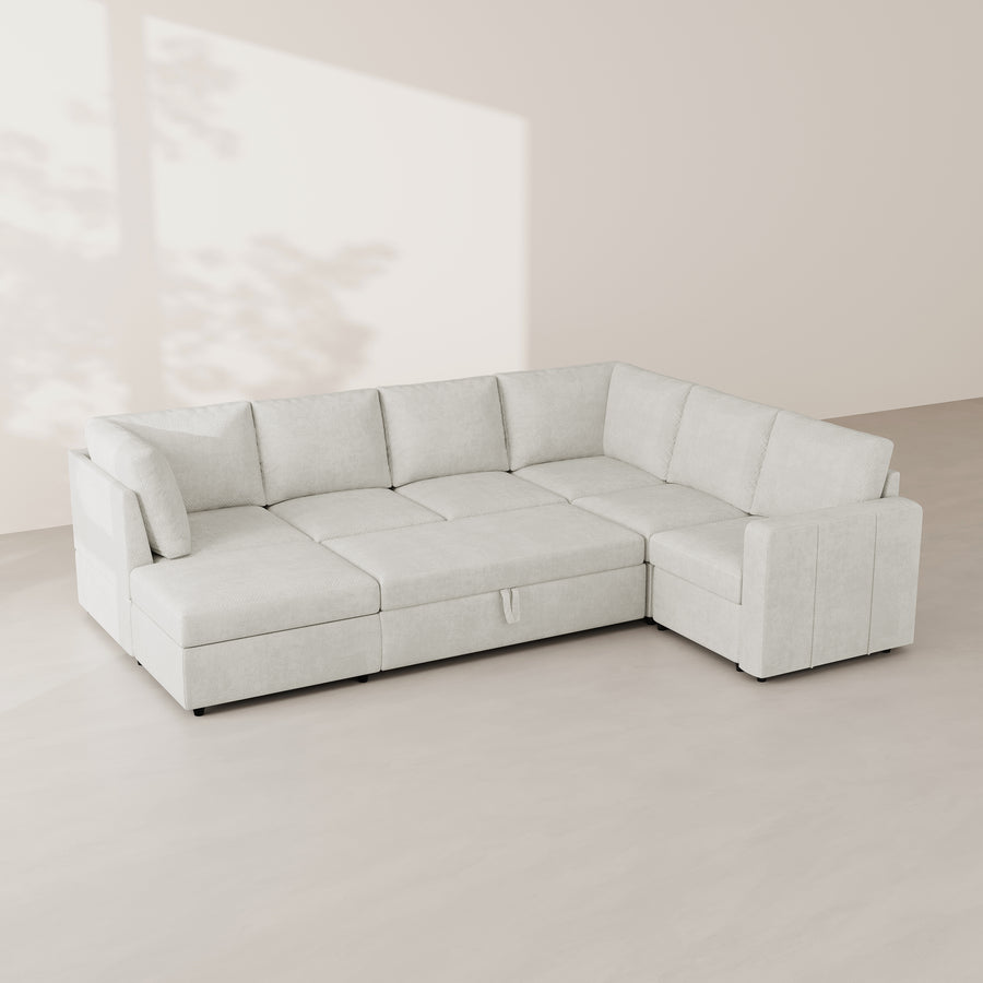 Misty-White-/-Chenille-7-Seat-U-Shaped-Pullout-Sectional
