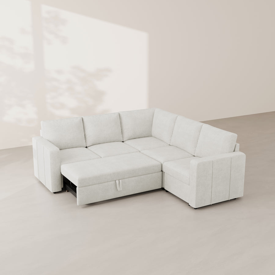 Misty-White-/-Chenille-5-Seat-L-Shaped-Pullout-Sectional