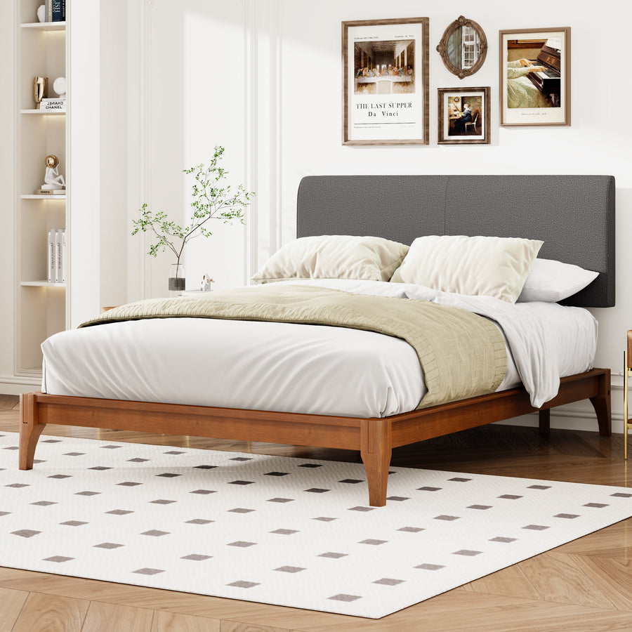 Solid Dry Bamboo Wood Bed - King Belffin